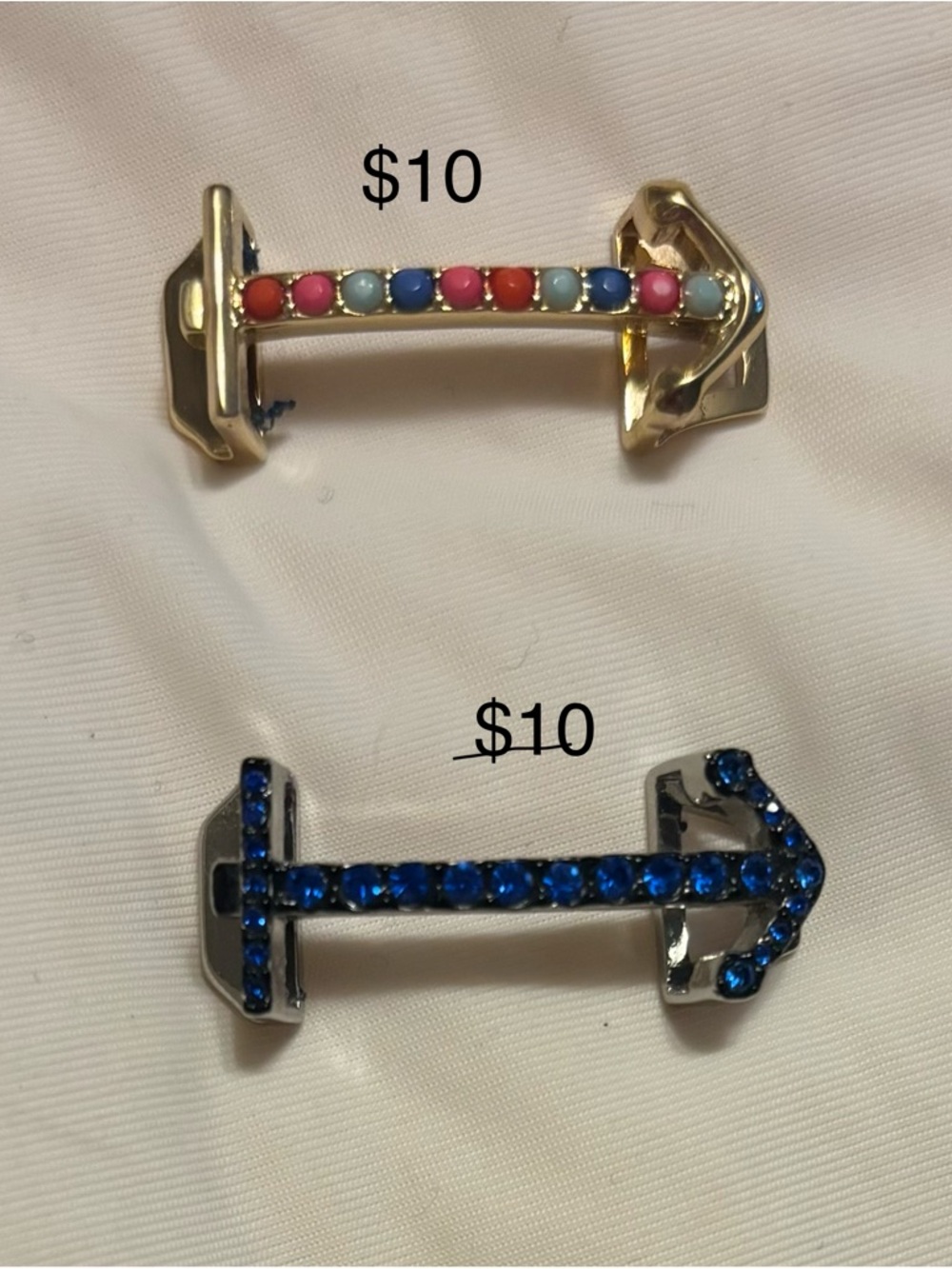 KEEP Collective Gold Anchor Slider with Multicolor and Blue Stones